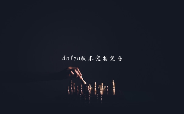 dnf70版本宠物装备