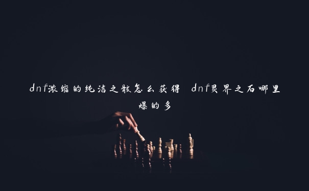 dnf浓缩的纯洁之骸怎么获得 dnf灵界之石哪里爆的多