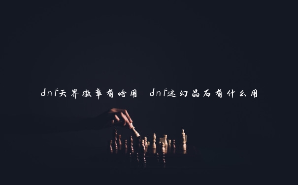 dnf天界徽章有啥用 dnf迷幻晶石有什么用