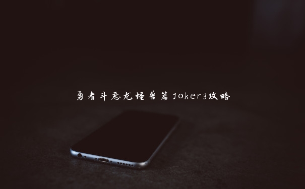 勇者斗恶龙怪兽篇joker3攻略