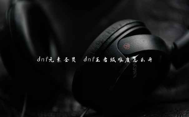 dnf元素圣灵 dnf王者级难度怎么开